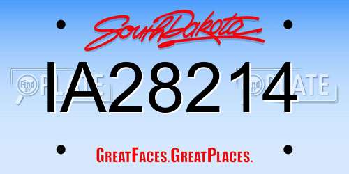 IA28214 South Dakota License Plate