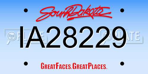 IA28229 South Dakota License Plate