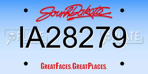 IA28279 South Dakota License Plate