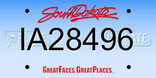 IA28496 South Dakota License Plate