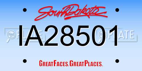 IA28501 South Dakota License Plate