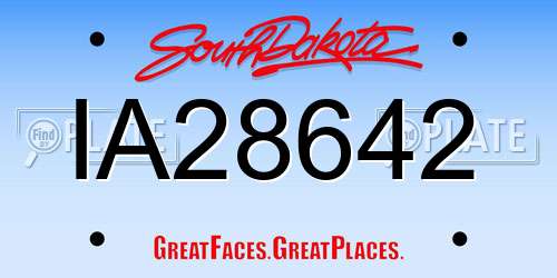 IA28642 South Dakota License Plate