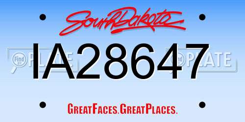 IA28647 South Dakota License Plate