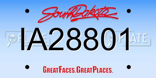 IA28801 South Dakota License Plate