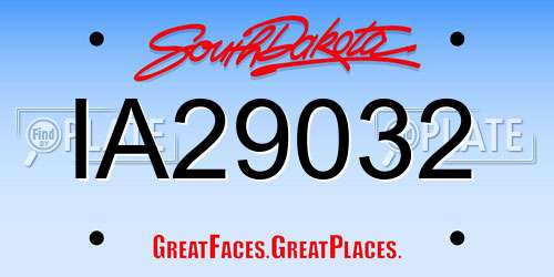 IA29032 South Dakota License Plate