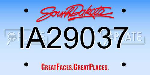 IA29037 South Dakota License Plate