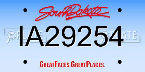 IA29254 South Dakota License Plate