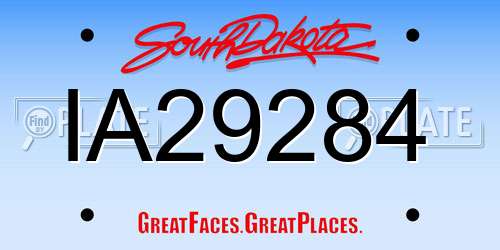 IA29284 South Dakota License Plate