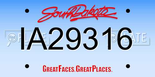 IA29316 South Dakota License Plate
