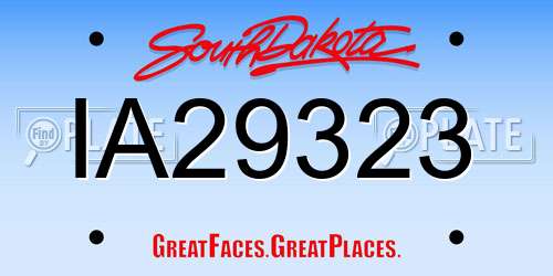 IA29323 South Dakota License Plate