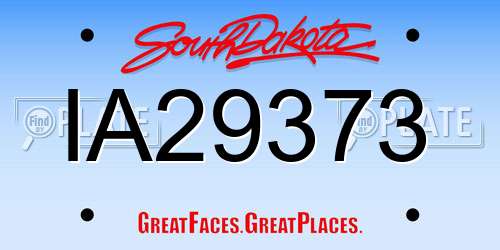 IA29373 South Dakota License Plate