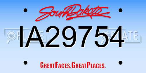 IA29754 South Dakota License Plate