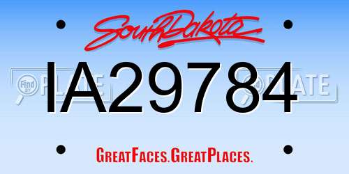 IA29784 South Dakota License Plate