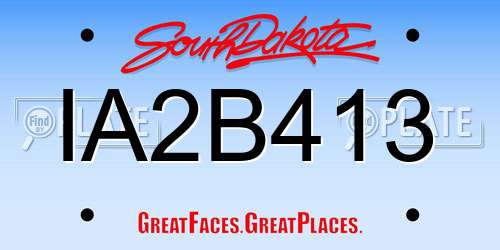 IA2B413 South Dakota License Plate