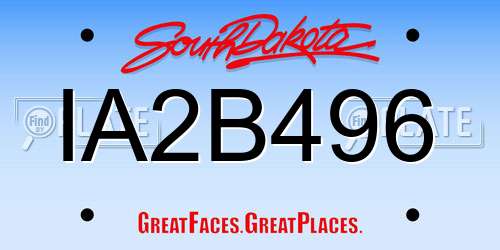 IA2B496 South Dakota License Plate