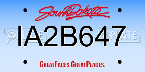 IA2B647 South Dakota License Plate