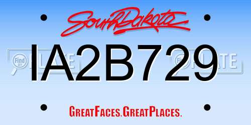 IA2B729 South Dakota License Plate
