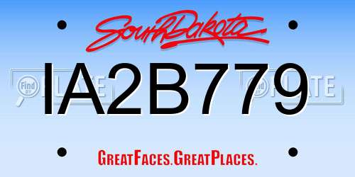 IA2B779 South Dakota License Plate