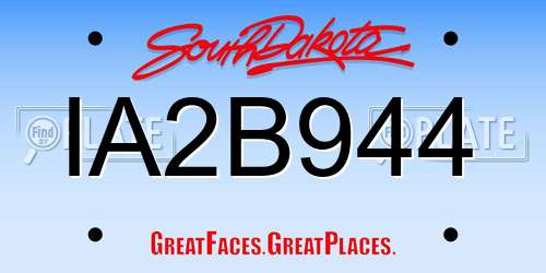 IA2B944 South Dakota License Plate