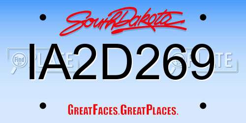 IA2D269 South Dakota License Plate