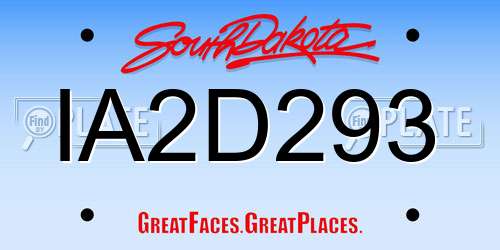 IA2D293 South Dakota License Plate