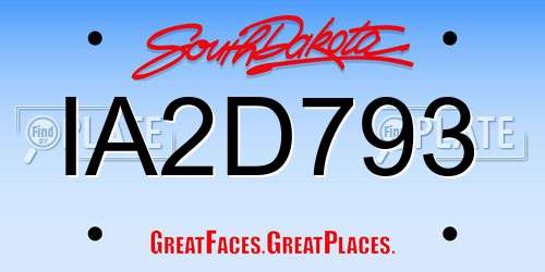 IA2D793 South Dakota License Plate