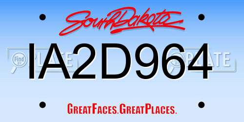 IA2D964 South Dakota License Plate