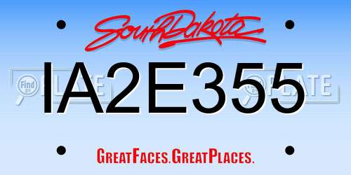 IA2E355 South Dakota License Plate