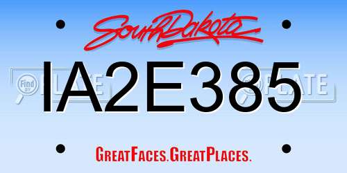 IA2E385 South Dakota License Plate