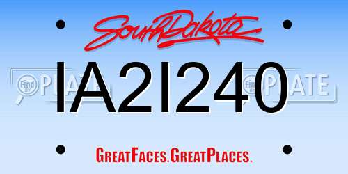 IA2I240 South Dakota License Plate