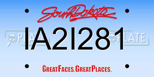 IA2I281 South Dakota License Plate