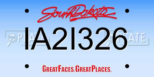 IA2I326 South Dakota License Plate