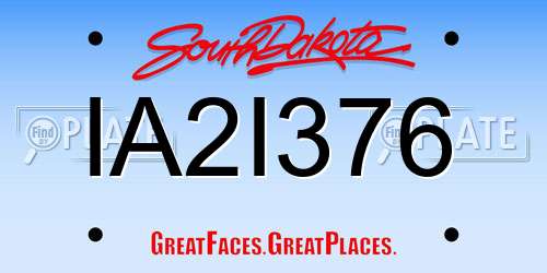IA2I376 South Dakota License Plate