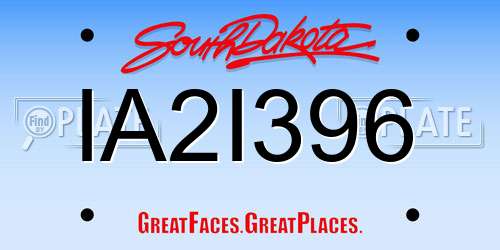 IA2I396 South Dakota License Plate