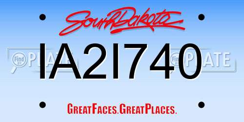 IA2I740 South Dakota License Plate