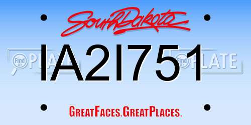 IA2I751 South Dakota License Plate