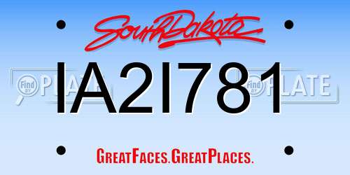 IA2I781 South Dakota License Plate