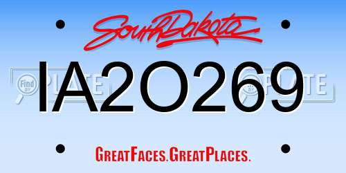 IA2O269 South Dakota License Plate