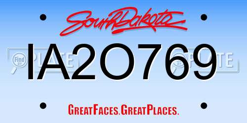 IA2O769 South Dakota License Plate