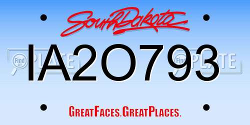 IA2O793 South Dakota License Plate
