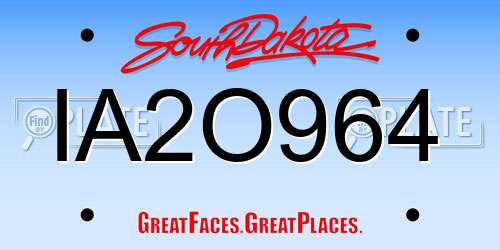 IA2O964 South Dakota License Plate