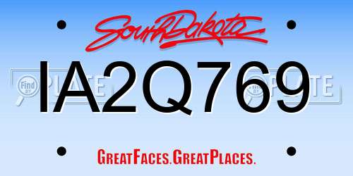 IA2Q769 South Dakota License Plate