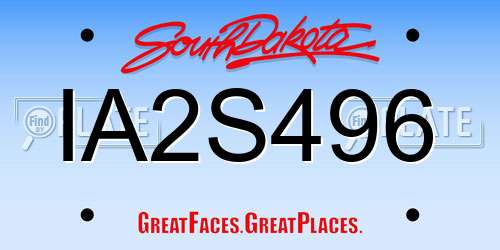 IA2S496 South Dakota License Plate