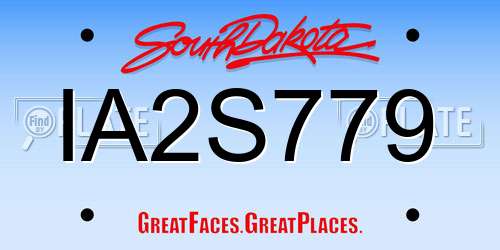 IA2S779 South Dakota License Plate