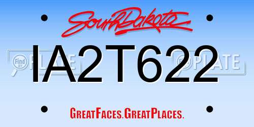 IA2T622 South Dakota License Plate