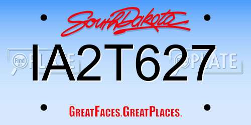IA2T627 South Dakota License Plate