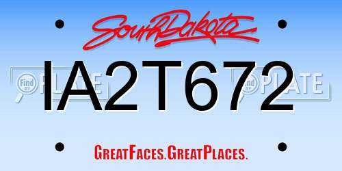 IA2T672 South Dakota License Plate