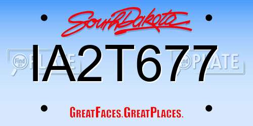 IA2T677 South Dakota License Plate