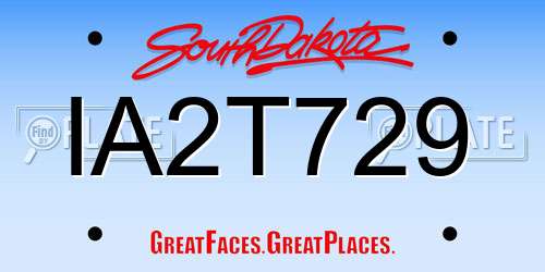 IA2T729 South Dakota License Plate