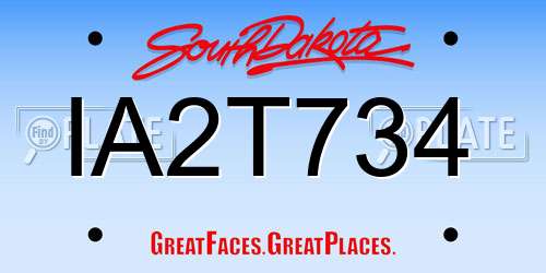 IA2T734 South Dakota License Plate